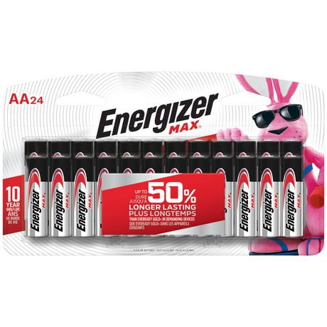 Piles alcalines AA Energizer MAX, emballage de 24 Paquet de 24 piles