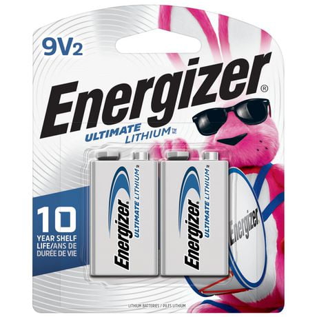 Energizer Lithium 9V Batteries (2 Pack), Lithium 9 Volt Batteries, Pack of 2 batteries