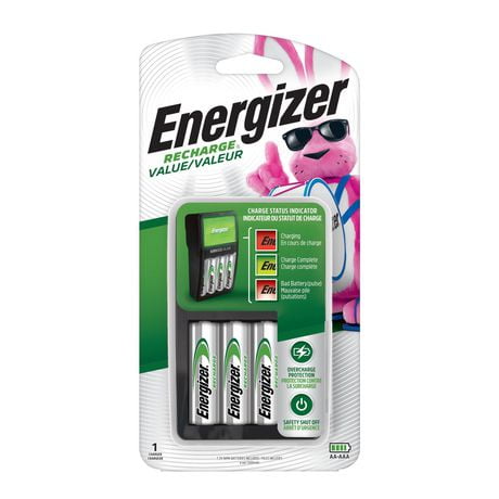 Energizer Recharge Value Charger for NiMH Rechargeable AA and AAA Batteries, Value for NiMH Rechargeable AA and AAA