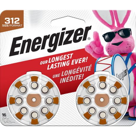 Energizer Ez Turn & Lock Size 312, 16-Pack, Brown, Pack of 16 batteries