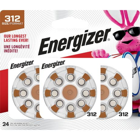 Energizer Ez Turn & Lock Size 312, 24-Pack, Brown, Pack of 24 batteries