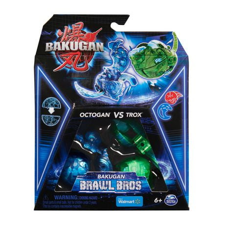 Bakugan Brawl Bros 2-Pack, Octogan contre Trox, figurines articulées personnalisables qui tournent et cartes à collectionner, jouets pour garçons et filles à partir de 6 ans