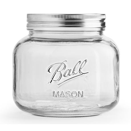 Bocal Mason décoratif Ball avec un couvercle en acier inoxydable, 1,89 l 1 bocal