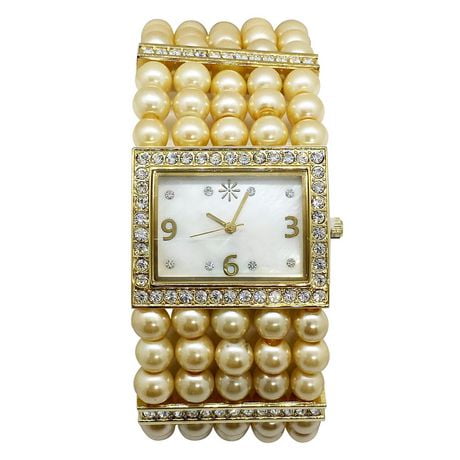 Isaac Mizrahi ladies pearl look braclet watch