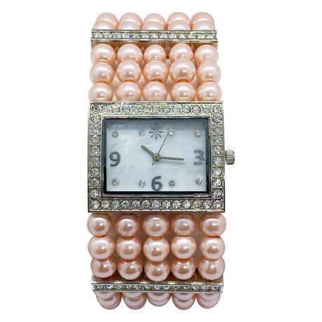 Montre Isaac Mizrahi pour femme avec bracelet de style perle rose