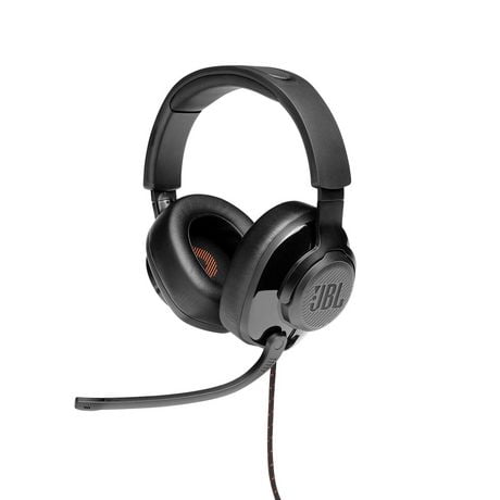 JBL Quantum 300 Hybrid Wired Over-Ear Gaming Headset with flip-up mic