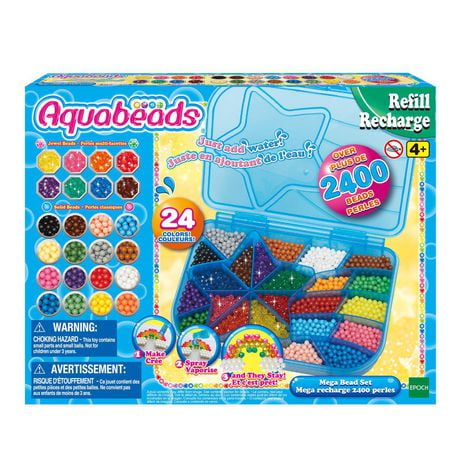 Aquabeads Mega Bead Set, kit de recharge de perles Arts & Crafts pour enfants, plus de 2 400 perles et étui de rangement