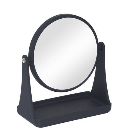 Mainstays Soft Touch Black Double-Sided Vanity Mirror, 1x and 3x magnification