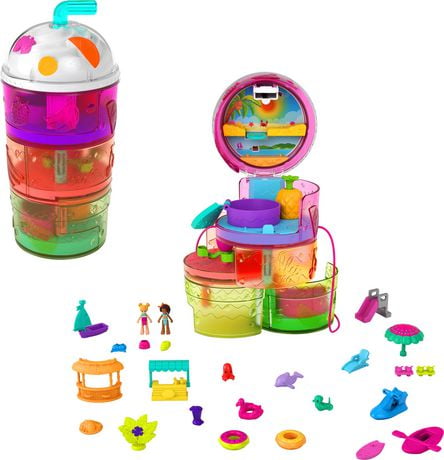 Polly Pocket Spin ‘n Surprise Compact Playset, Tropical Smoothie Shape ...