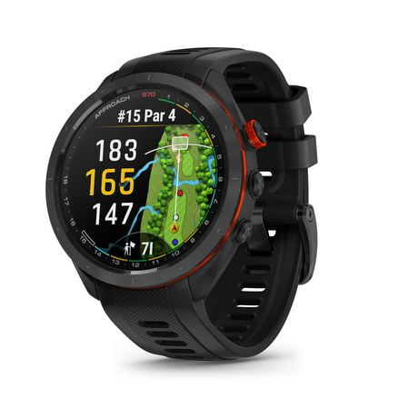Montre intelligente Garmin de golf GPS haut de gamme Approach® S70 1.4 po avec écran AMOLED - 47 mm - Noire