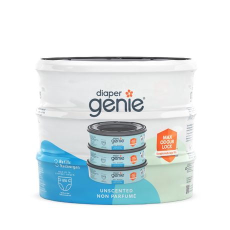 Recharge ronde non-parfumée pour poubelle à couches Diaper Genie Emballage de 3 recharges