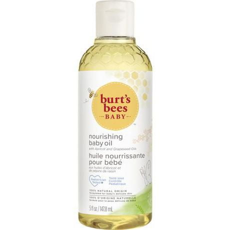 Huile nourrissante pour bébé Burt’s Bees BabyMC, formule pour les soins de la peau de bébé d’origine naturelle à 100 %, sans parabènes et testée sous contrôle pédiatrique, 148 mL