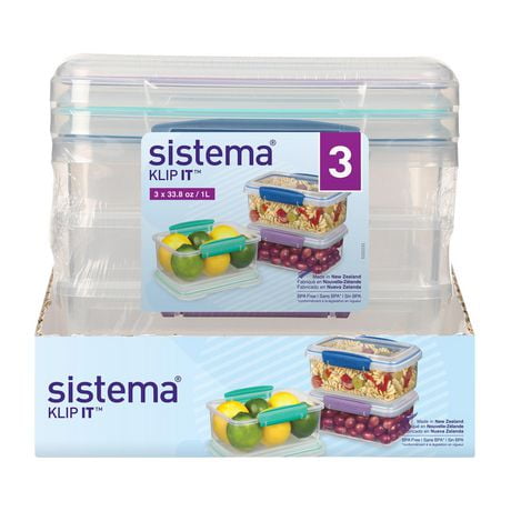 Sistema KLIP IT Food Storage Container, 1 L, 3-Pack