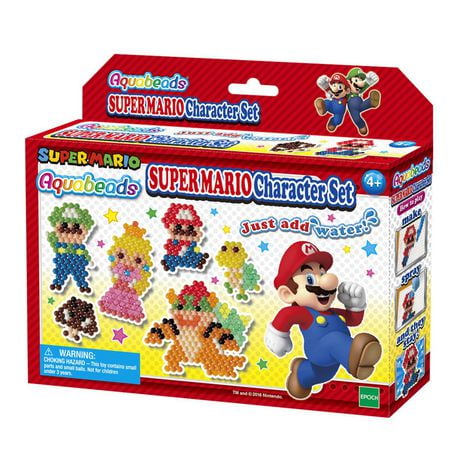 Aquabeads Super Mario Character Set, Kit Complet de Perles d'Art et d'Artisanat pour Enfants, Plus de 600 Perles