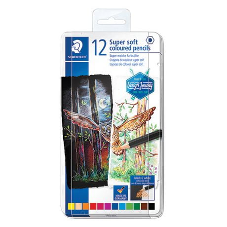 Staedtler Super Soft coloring pencils, rich pigments perfect for light and dark paper, Assorted Color Pencils, tin of 24, 149C M24, 24ct Soft colouring pencils