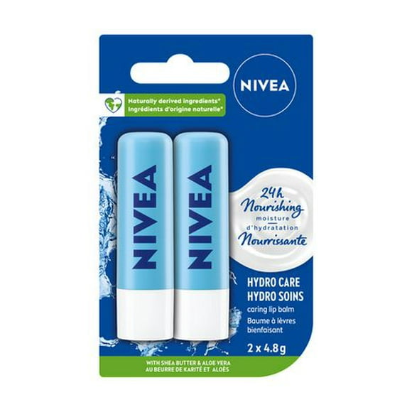 NIVEA Baume à Lèvres Hydro Soins, 24H d'Hydratation 2 x 4,8 g