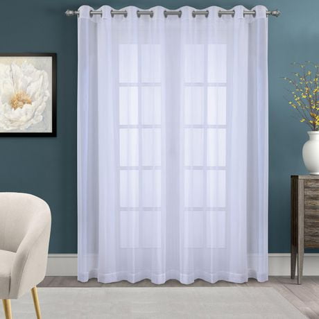 Cote Sheer Wide Width Grommet Curtain Panel Pair 112" x 84" each in White
