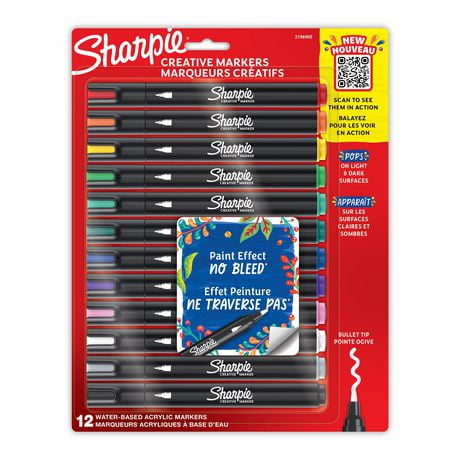Sharpie Creative Markers, Water-Based Acrylic Markers, Bullet Tip, Assorted Colours