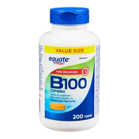Equate B100 Complex Time Released, 200 Tablets