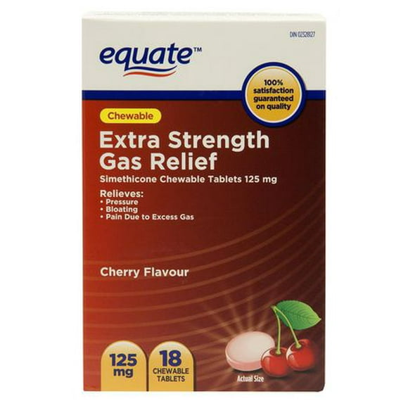 Equate Extra Strength Gas Relief Tabs, Simethicone Chewable Tablets 125mg