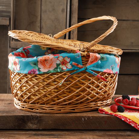 THE PIONEER WOMAN TEAL FLORAL BASKET - Walmart.ca