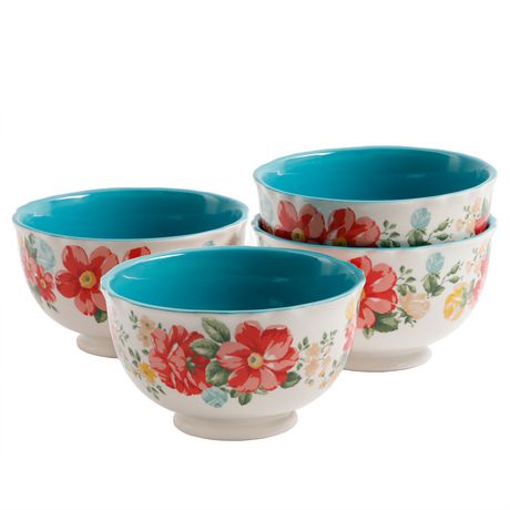 Pioneer Woman ROSE SHADOW Floral 6 " Footed Cereal s Soup Bowl