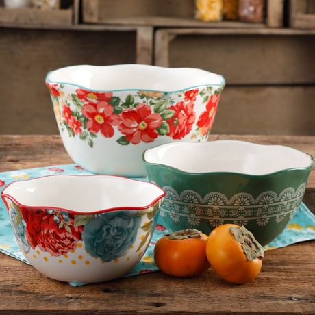 THE PIONEER WOMAN BLOSSOM JUBILEE 3-PIECE NESTING BOWL SET ...