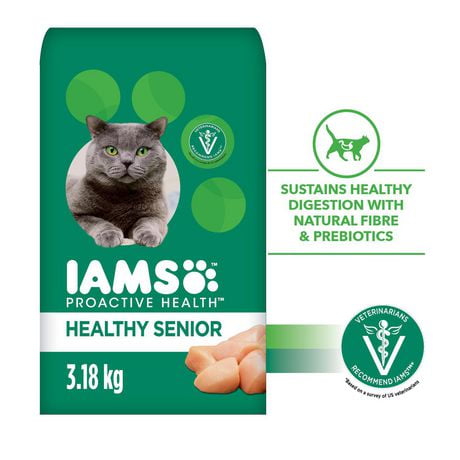 Nourriture sèche pour chats IAMS Proactive Health Chat âgé en santé avec poulet 1,59-3,18 kg