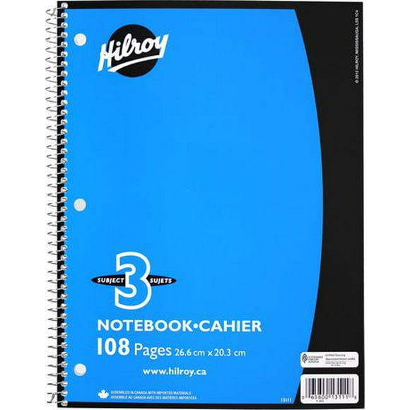 Hilroy 3 Subject 108pg Notebook, 3 Subject Notebook