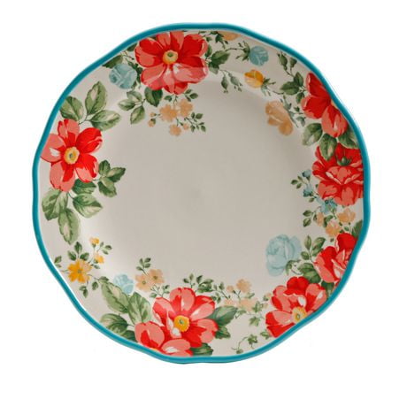 THE PIONEER WOMAN VINTAGE FLORAL 10.5-INCH SCALLOPED DINNER PLATE ...