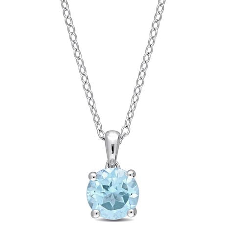 Miabella 1 1/2 Carat T.G.W. Blue Topaz Sterling Silver Solitaire Pendant with Chain in