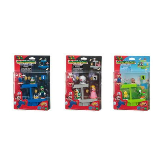Epoch Games Jeux d'équilibrage Super Mario, 3 jeux d'adresse avec figurines Super Mario à collectionner