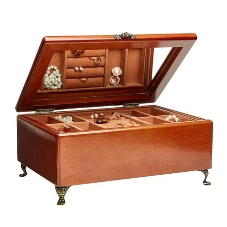 Mele and Co Kinsley Walnut Finish Wooden Jewellery Box