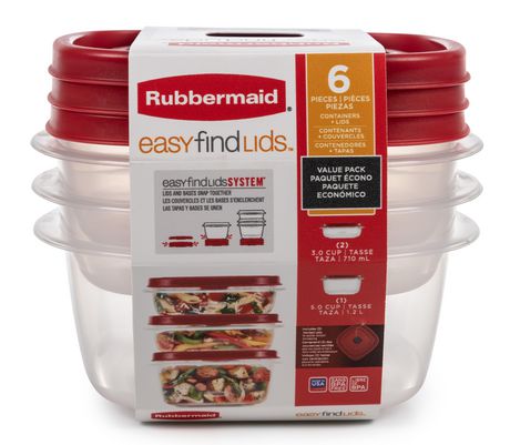 Rubbermaid Easy Find Vented Lid Food Storage Containers  6-Piece Set