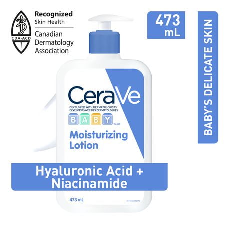CeraVe BABY Moisturizing Lotion, Gentle Skin Care for Face & Body with Ceramides, Hyaluronic Acid, Niacinamide & Vitamin E. Fragrance-Free, Paraben-Free, Dye-free. Sensitive skin, non-greasy, 473ML, CeraVe BABY Moisturizer