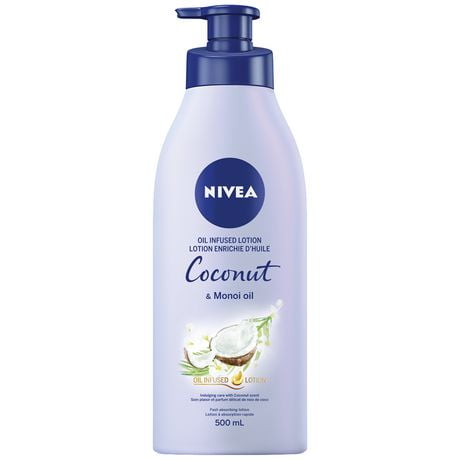 NIVEA Oil Infused Coconut & Monoi Oil Indulging Body Lotion | Non-greasy, Fast Absorbing Daily Moisturizer | 24H Deep Moisture | For all skin types Normal to Dry | Dermatologically tested, 500 mL pump bottle