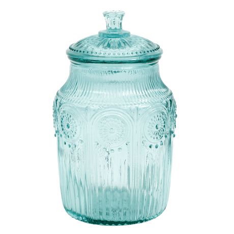 The Pioneer Woman Adeline Teal Glass Canister | Walmart Canada