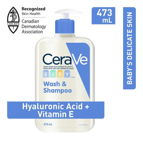 CeraVe Baby Wash & Shampoo Gentle Tear-Free Formula Fragrance Free, Paraben Free & Sulfate Free, 473 Milliliters, CeraVe Baby Wash & Shampoo
