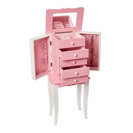 Mele and Co Louisa  Pink/White Wooden Jewellery Armoire