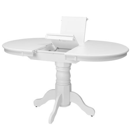 CorLiving Dillon Extending Oval White Wood Pedestal Dining ...