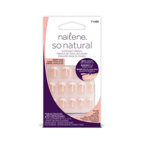 Nailene So Natural Everyday French Artificial Nails - short Sheer