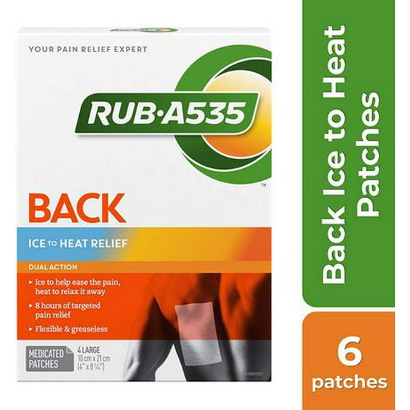 RUB A535 Back Ice to Heat Pain Relief Patches, 4 Large Patches