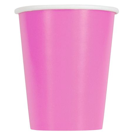 Hot Pink Paper 12oz. Cups, 8ct, Disposable cups hold 12oz.