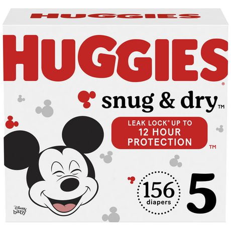 Huggies Snug & Dry Baby Diapers, Size 5, 156 Ct