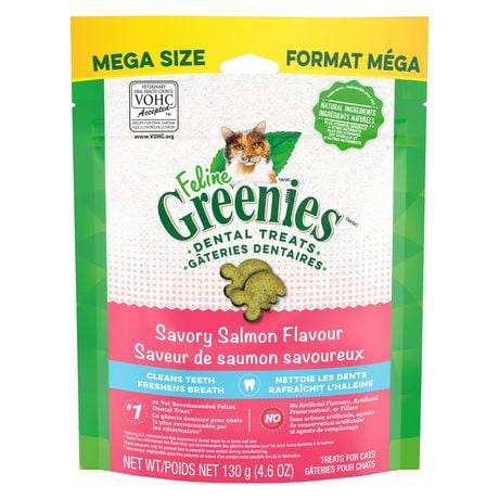 Gâteries dentaires pour chats adultes Greenies, saveur de saumon aromatique 130g