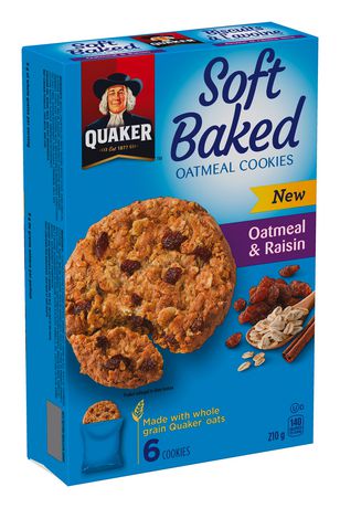 Quaker Soft Baked Oatmeal and Raisin Cookies, 6 Cookies, 210 g - Walmart.ca