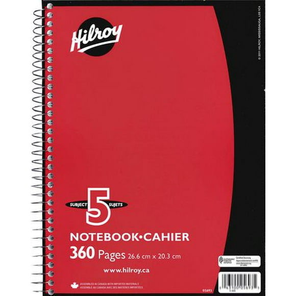 Hilroy 5 Subject 360pg Notebook, 5 Subject Notebook