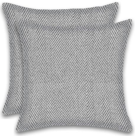 Herringbone Stripe Cotton Cushions Set of 2 Poly Filled With Zipper Machine Washable