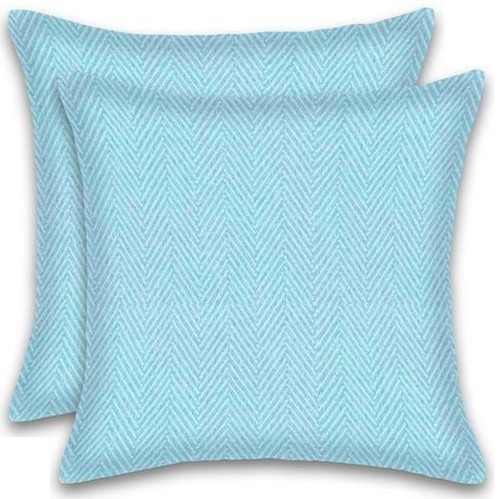 Herringbone Stripe Cotton Cushions Set of 2 Poly Filled With Zipper Machine Washable