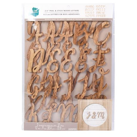 On the Surface™ Peel & Stick Wooden Letters A-Z, 2 Sheets, Letters: 2.5 inches